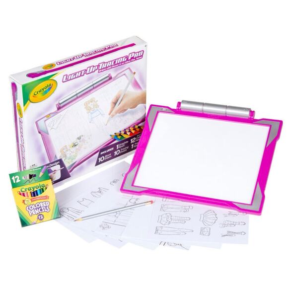 NEW Crayola Light Up Tracing Pad Drawing Pad Gift Toy 6+ Pink Colored Pencil Art - Picture 7 of 11